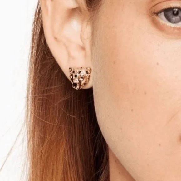 Kate Spade New York Run Wild Cheetah Stud Earrings | Whimsical Crystal Studs - Picture 2 of 9